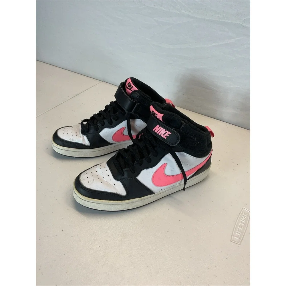 Nike Court Borough Mid 2  7Y ‎ BLACK AND PINK